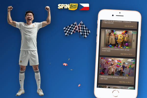Ilustrace sportovního tiketu s desetinnými kurzy fotbalu a tenisu v Spinboss Kasino Kasino